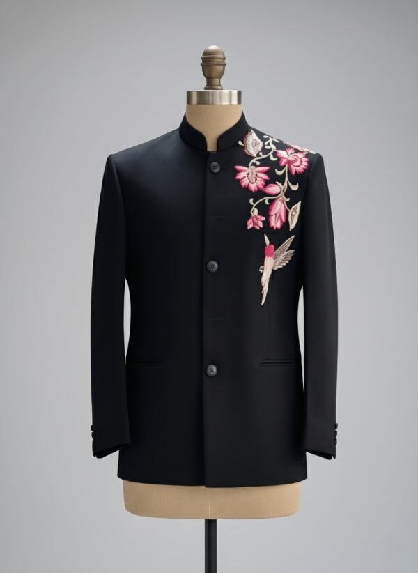 WhatsApp Image 2025-10-14 at 16.18.13 Black Floral and Bird Embroidered Bandhgala