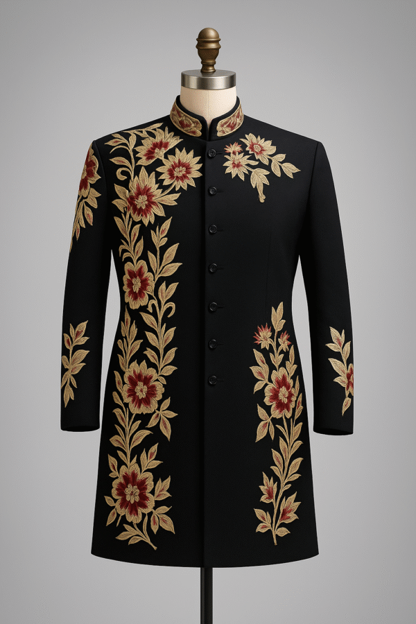 ChatGPT Image Oct 20, 2025 at 12_28_01 PM Maharaja Black Bandhgala with Vine Embroidery