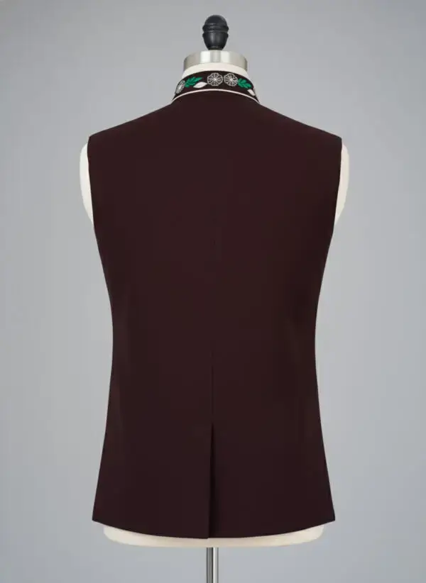 Men's Luxurious Brown Nehru Jacket | Embroidered Peacock Design | Ethnic Waistcoat