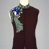 Men's Luxurious Brown Nehru Jacket | Embroidered Peacock Design | Ethnic Waistcoat