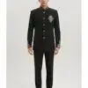 Untitled desig7n Men's Black Embroidered Bandhgala Suit Set