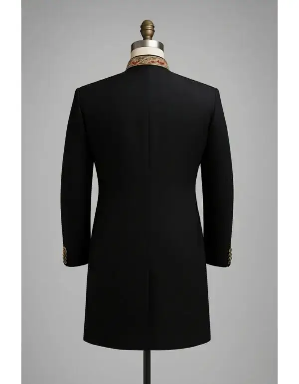 faas Maharaja Black Bandhgala with Vine Embroidery