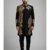fsa Maharaja Black Bandhgala with Vine Embroidery