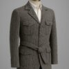 Premium Grey Pinstripe Belted Blazer for Men – Formal Party Wear Coat | Designer Men’s Fashion Jacket India