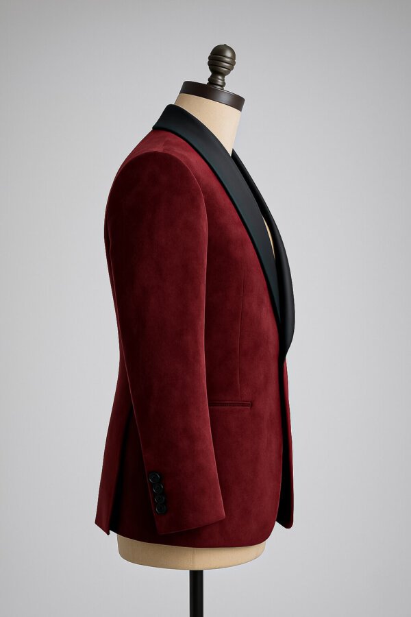 akaldesigner-24 Premium Maroon Velvet Blazer for Men | Designer Party Wear Tuxedo Jacket | Akal Designer