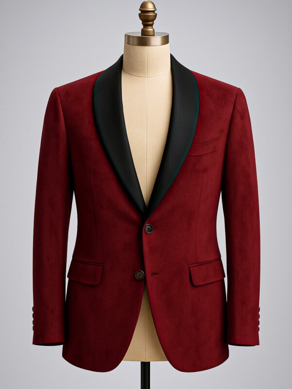 Premium Maroon Velvet Blazer for Men | Designer Party Wear Tuxedo Jacket | Akal Designer