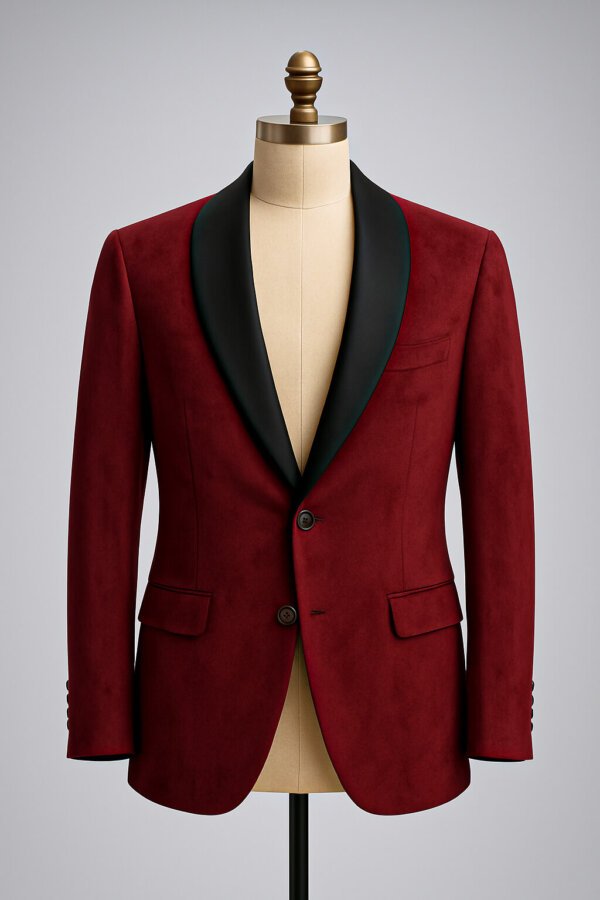 akaldesigner-26 Premium Maroon Velvet Blazer for Men | Designer Party Wear Tuxedo Jacket | Akal Designer