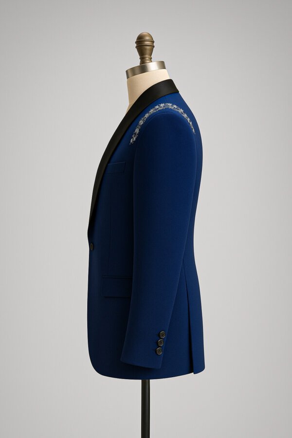 Royal Blue Embroidered Men’s Designer Blazer – Luxury Groom & Party Wear Coat | Akal Designer