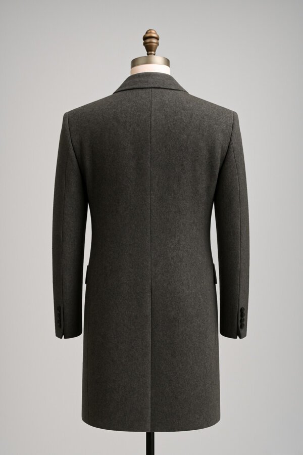 Premium Dark Grey Woolen Men’s Overcoat | Formal Winter Long Coat for Men | Akal Designer