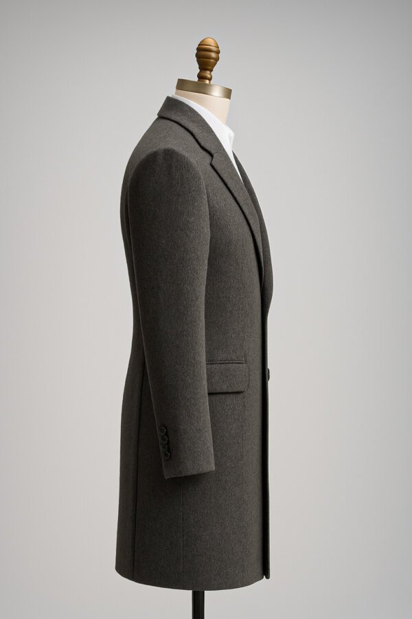 Premium Dark Grey Woolen Men’s Overcoat | Formal Winter Long Coat for Men | Akal Designer