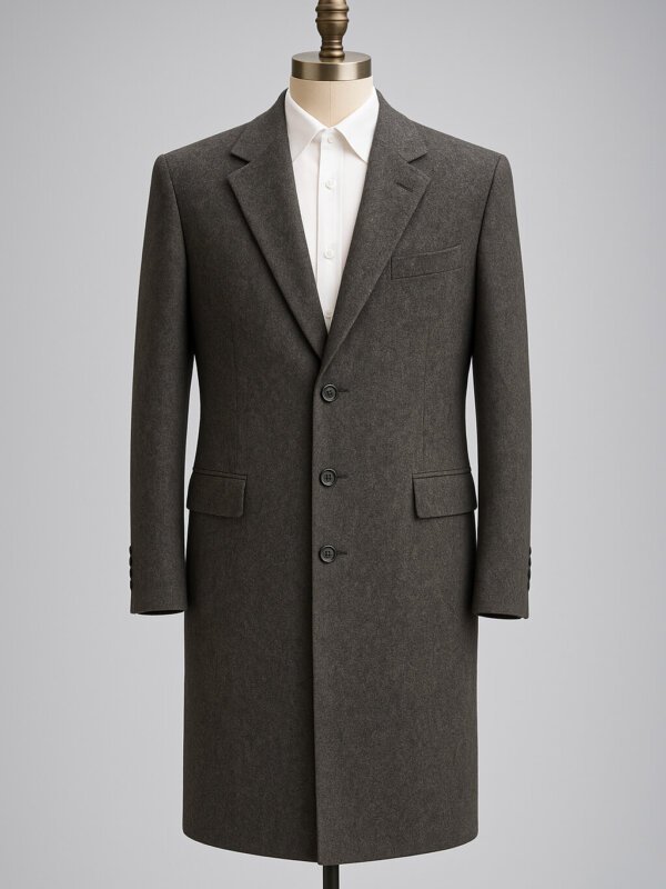 Premium Dark Grey Woolen Men’s Overcoat | Formal Winter Long Coat for Men | Akal Designer