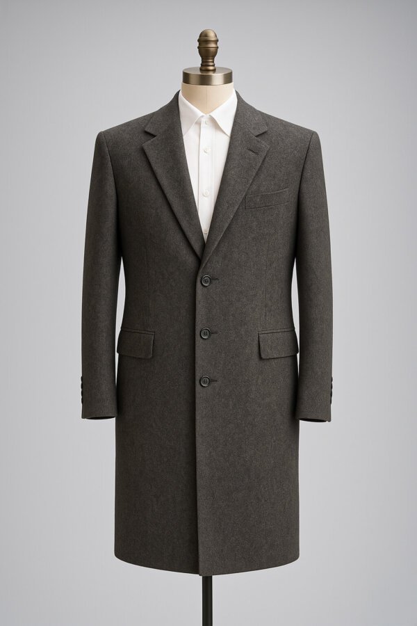 Premium Dark Grey Woolen Men’s Overcoat | Formal Winter Long Coat for Men | Akal Designer