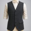 Premium Charcoal Grey Designer Waistcoat for Men – Formal & Wedding Wear Sleeveless Coat | Akal Designer