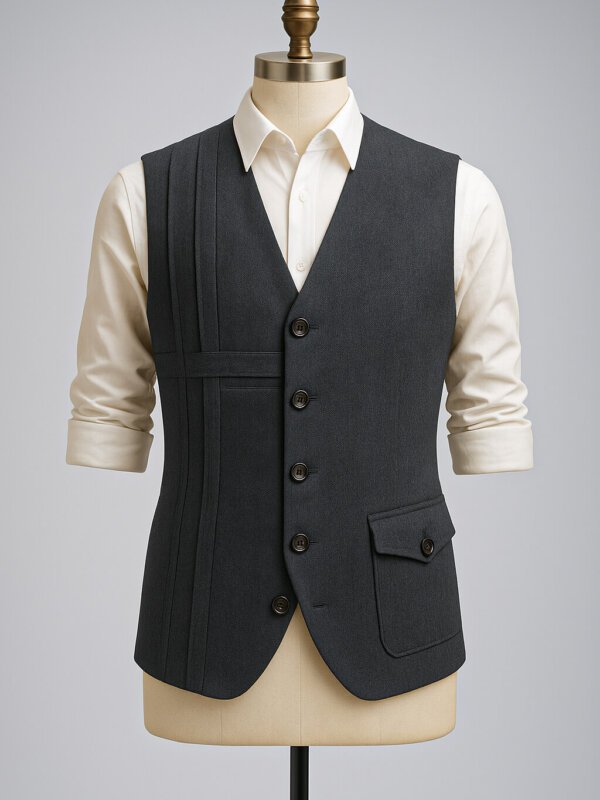 Premium Charcoal Grey Designer Waistcoat for Men – Formal & Wedding Wear Sleeveless Coat | Akal Designer