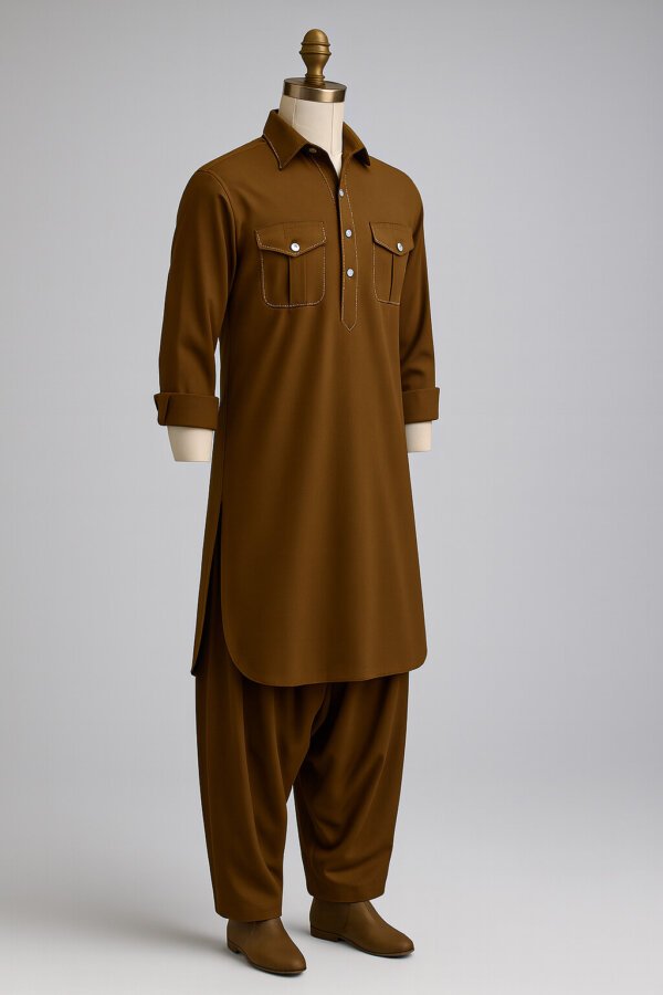 Premium Brown Men’s Pathani Suit | Designer Kurta Pajama for Men | AkalDesigner Traditional Wear