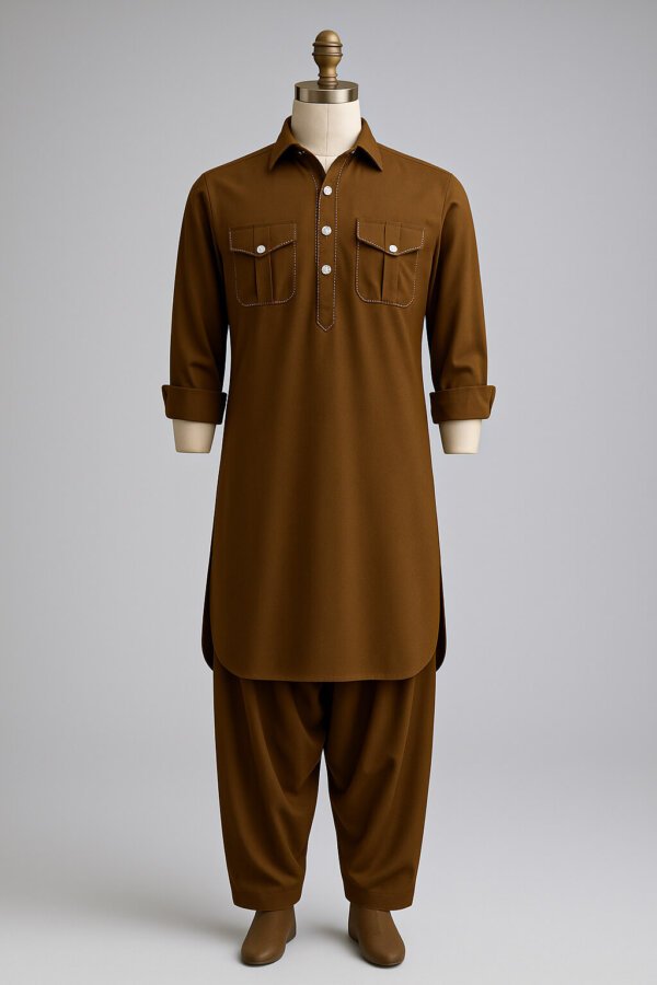 Premium Brown Men’s Pathani Suit | Designer Kurta Pajama for Men | AkalDesigner Traditional Wear