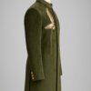 Olive Green Designer Achkan for Men with Golden Embroidery | Premium Groom Wedding Sherwani | Akal Designer