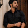 Black Pathani Kurta Pyjama for Men | Short Kurta with Straight Pyjama |  Wedding Party Wear | Mens Traditional Indian Ethnic Outfit