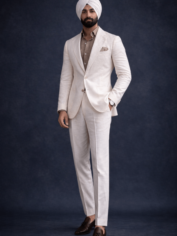 Ivory Linen Suit for Men | Lightweight Summer Wedding Groom Outfit