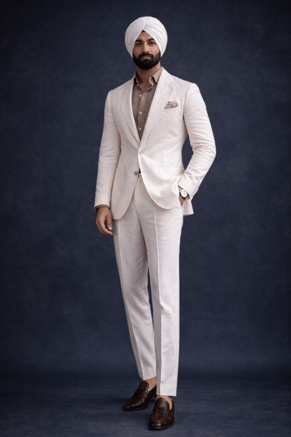 Ivory Linen Suit for Men | Lightweight Summer Wedding Groom Outfit
