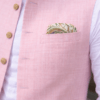 Light Pink Linen Nehru Jacket, Pastel Modi Waistcoat, Groom Wedding Ethnic Vest