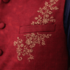 Men’s Maroon Nehru Jacket with Gold Embroidery – Wedding & Festive Ethnic Waistcoat