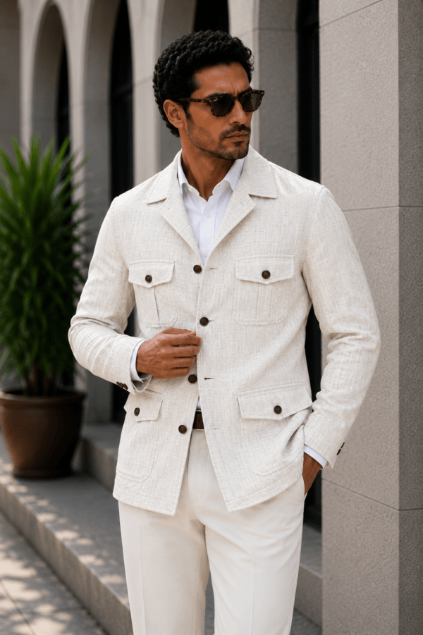 Men's Ivory hunter Safari Jacket – Four Pocket Summer shirt